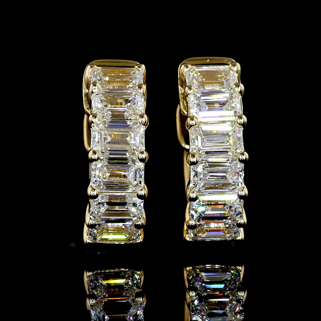 1.20 CTTW Emerald Lab Grown Diamond Huggies Earring 11.54mm (E Color and VS1 Clarity)