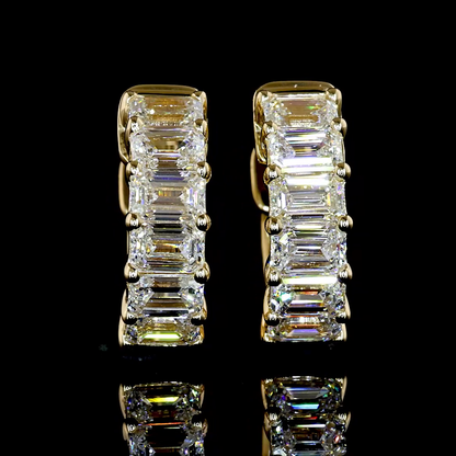 1.20 CTTW Emerald Lab Grown Diamond Huggies Earring 11.54mm (E Color and VS1 Clarity)