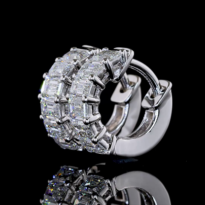 1.22 CTTW Emerald Lab Grown Diamond Huggies Earring 11.54mm (E Color and VS1 Clarity)