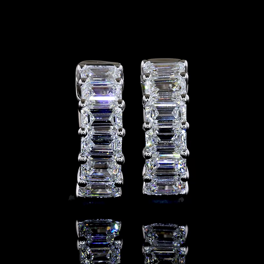 1.31 CTTW Emerald Lab Grown Diamond Huggies Earring 11.54mm (E Color and VS1 Clarity)