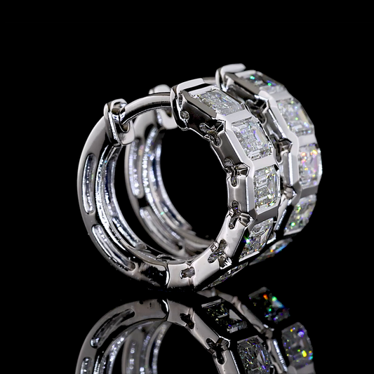 2.00 CTTW Emerald Lab Grown Diamond Huggies Earring (E Color and VS1 Clarity)