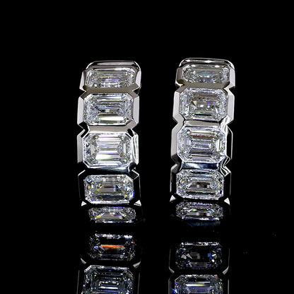 2.03 CTTW Emerald Lab Grown Diamond Huggies Earring 13.9mm (E Color and VS2 Clarity)