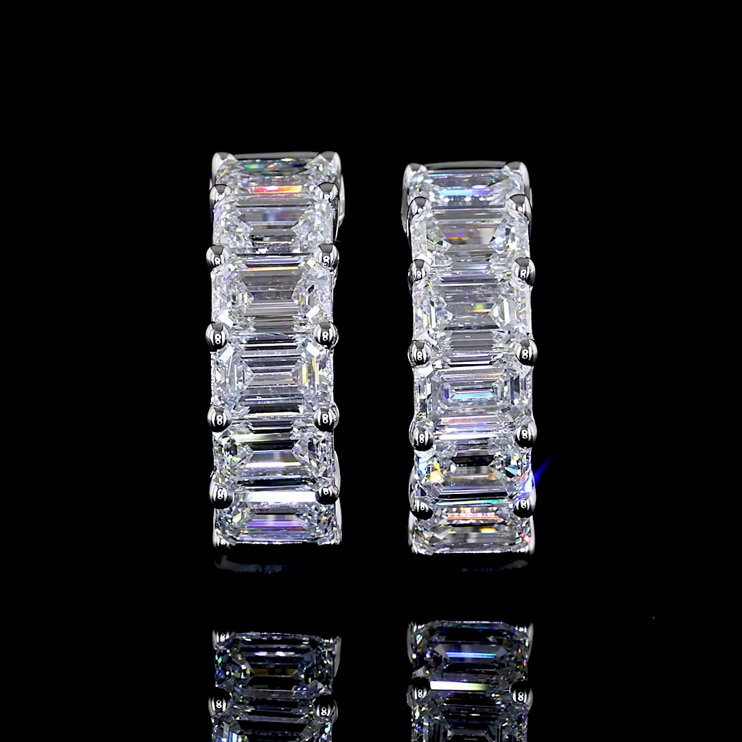 1.93 CTTW Emerald Lab Grown Diamond Huggies Earring 14.2mm (E Color and VS1 Clarity)