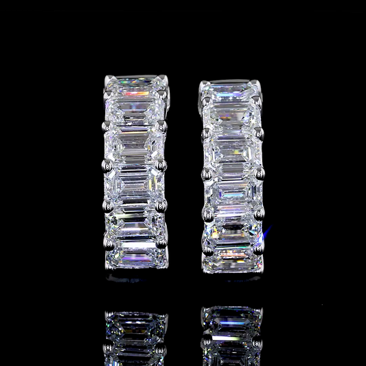 1.93 CTTW Emerald Lab Grown Diamond Huggies Earring 14.2mm (E Color and VS1 Clarity)