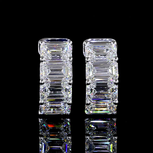 4.34 CTTW Emerald Lab Grown Diamond Huggies Earring 15.62mm (E Color and VS1 Clarity)