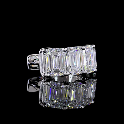 4.34 CTTW Emerald Lab Grown Diamond Huggies Earring 15.62mm (E Color and VS1 Clarity)