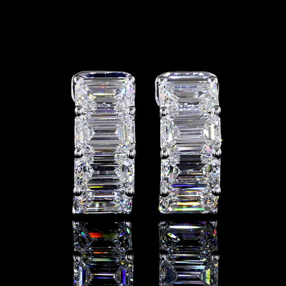 4.16 CTTW Emerald Lab Grown Diamond Huggies Earring 15.62mm (F Color and VS1 Clarity)