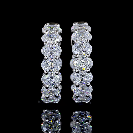1.85 CTTW Oval Lab Grown Diamond Huggies Earring 14.29mm (E Color and VS1 Clarity)
