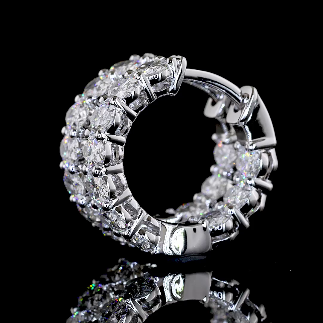1.84 CTTW Oval Lab Grown Diamond Huggies Earring 14.29mm (E Color and VS1 Clarity)