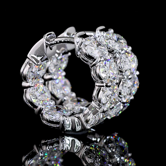 4.10 CTTW Oval Lab Grown Diamond Huggies Earring 14.82mm (E Color and VS1 Clarity)