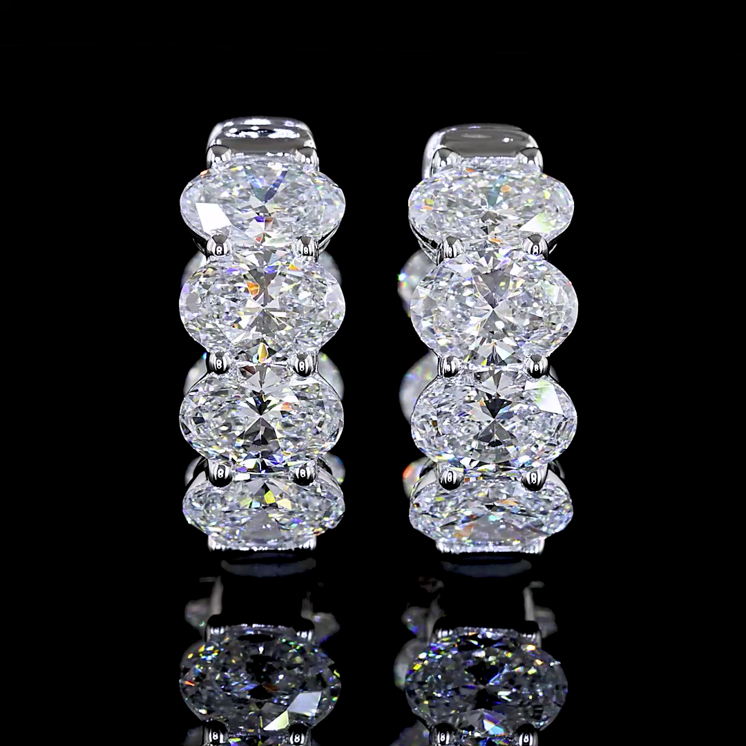 4.10 CTTW Oval Lab Grown Diamond Huggies Earring 14.82mm (E Color and VS1 Clarity)