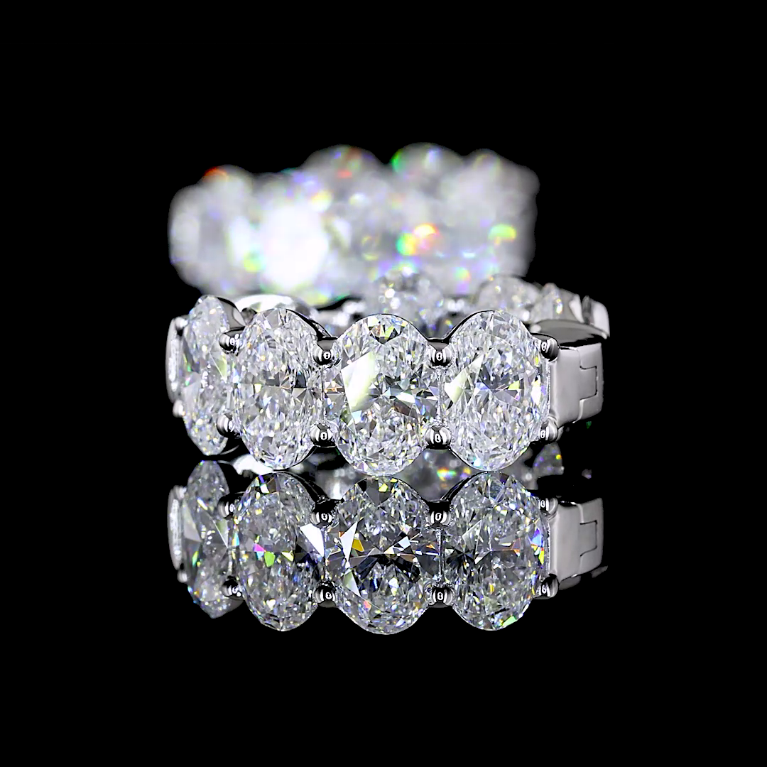 4.10 CTTW Oval Lab Grown Diamond Huggies Earring 14.82mm (E Color and VS1 Clarity)