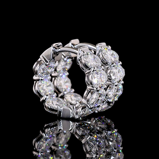3.94 CTTW Oval Lab Grown Diamond Huggies Earring 14.82mm (E Color and VS1 Clarity)
