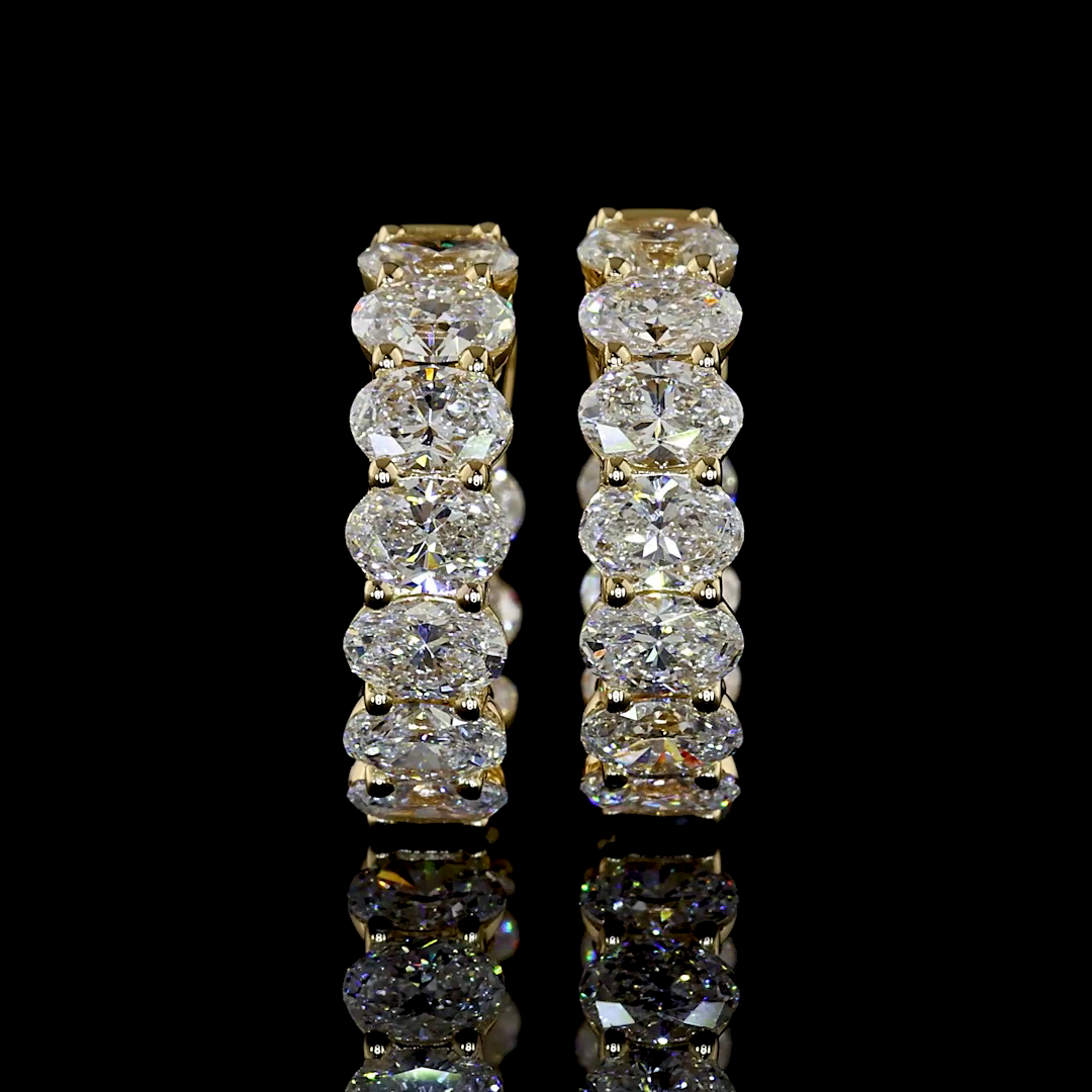 1.92 CTTW Oval Lab Grown Diamond Huggies Earring 14.29mm (E Color and VS1 Clarity)