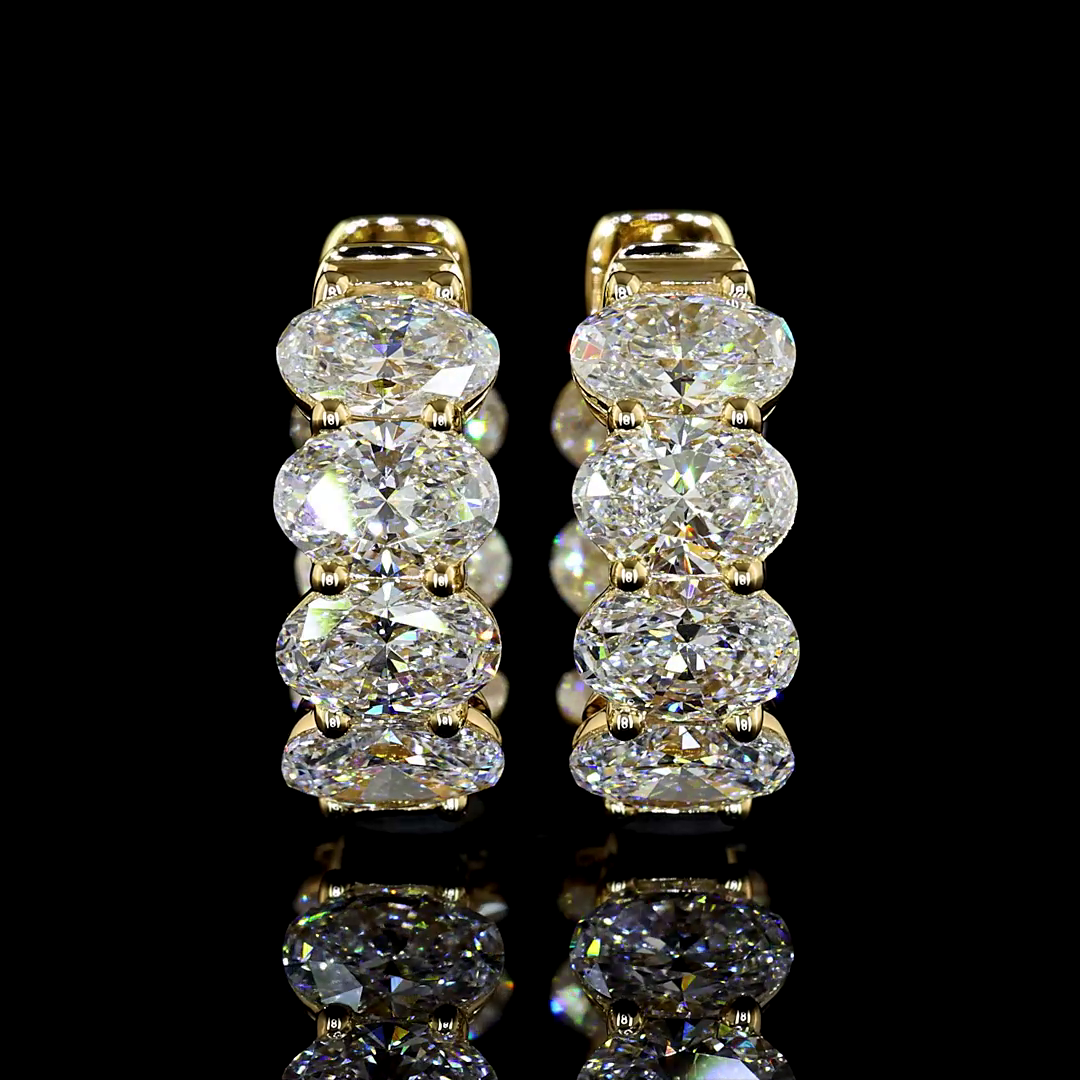 4.02 CTTW Oval Lab Grown Diamond Huggies Earring 14.82mm (E Color and VS1 Clarity)