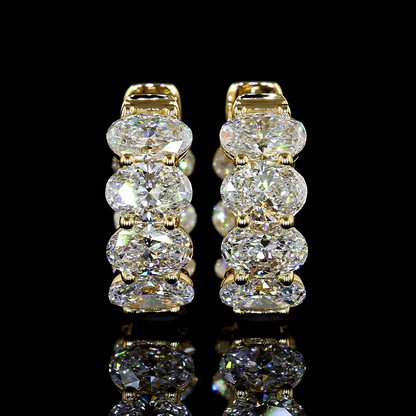 4.02 CTTW Oval Lab Grown Diamond Huggies Earring 14.82mm (E Color and VS1 Clarity)