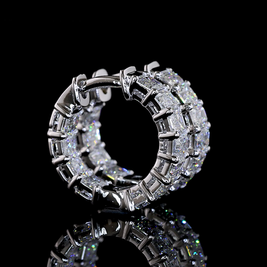 2.03 CTTW Emerald Lab Grown Diamond Huggies Earring 13.9mm (E Color and VS1 Clarity)