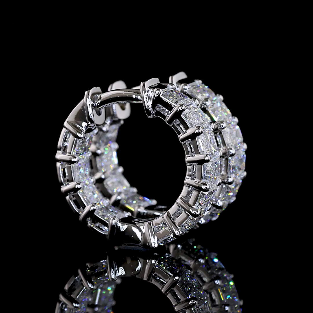 2.05 CTTW Emerald Lab Grown Diamond Huggies Earring 14.75mm (E Color and VS1 Clarity)