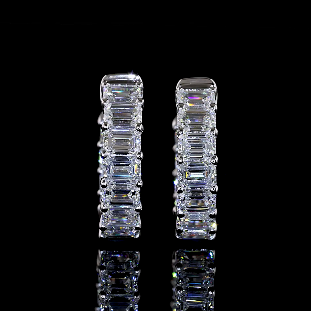 2.05 CTTW Emerald Lab Grown Diamond Huggies Earring 14.75mm (E Color and VS1 Clarity)