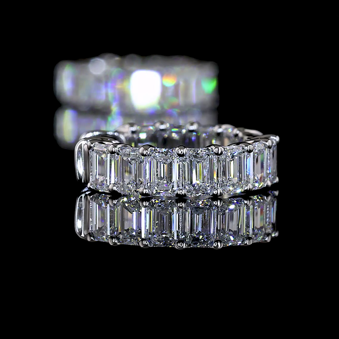 2.05 CTTW Emerald Lab Grown Diamond Huggies Earring 14.75mm (E Color and VS1 Clarity)