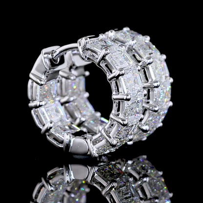 4.01 CTTW Emerald Lab Grown Diamond Huggies Earring 15.15mm (E Color and VS1 Clarity)