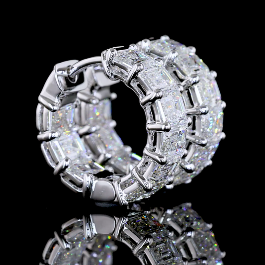 4.01 CTTW Emerald Lab Grown Diamond Huggies Earring 15.15mm (E Color and VS1 Clarity)
