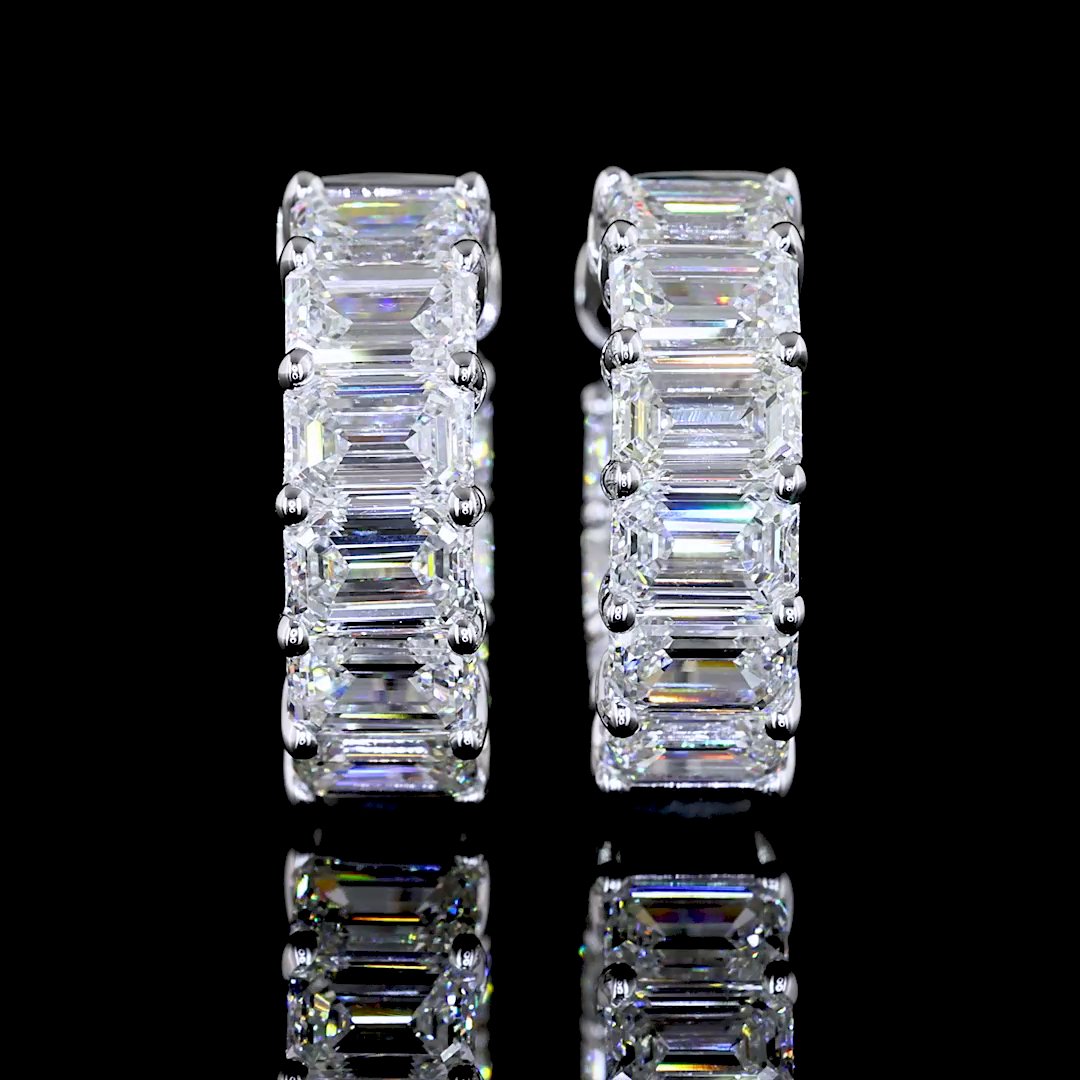 4.01 CTTW Emerald Lab Grown Diamond Huggies Earring 15.15mm (E Color and VS1 Clarity)