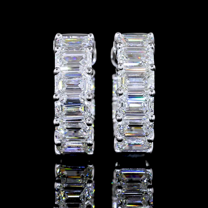 4.01 CTTW Emerald Lab Grown Diamond Huggies Earring 15.15mm (E Color and VS1 Clarity)