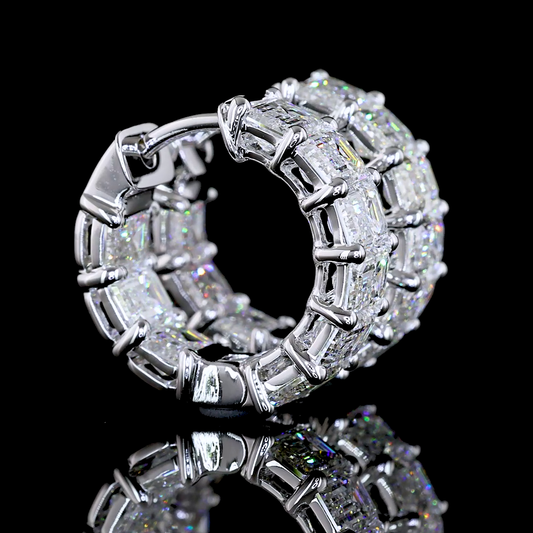 3.91 CTTW Emerald Lab Grown Diamond Huggies Earring 15.15mm (E Color and VS1 Clarity)