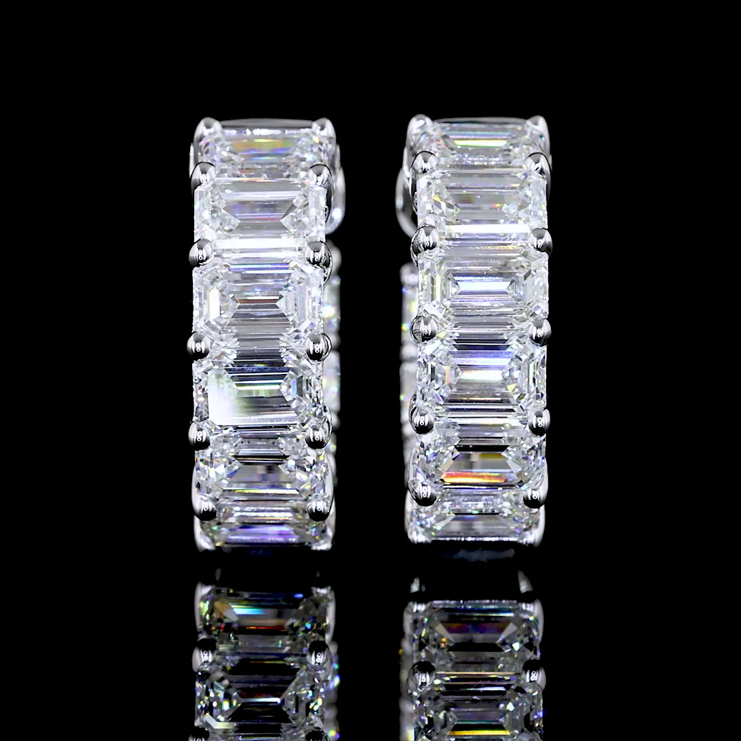 3.91 CTTW Emerald Lab Grown Diamond Huggies Earring 15.15mm (E Color and VS1 Clarity)