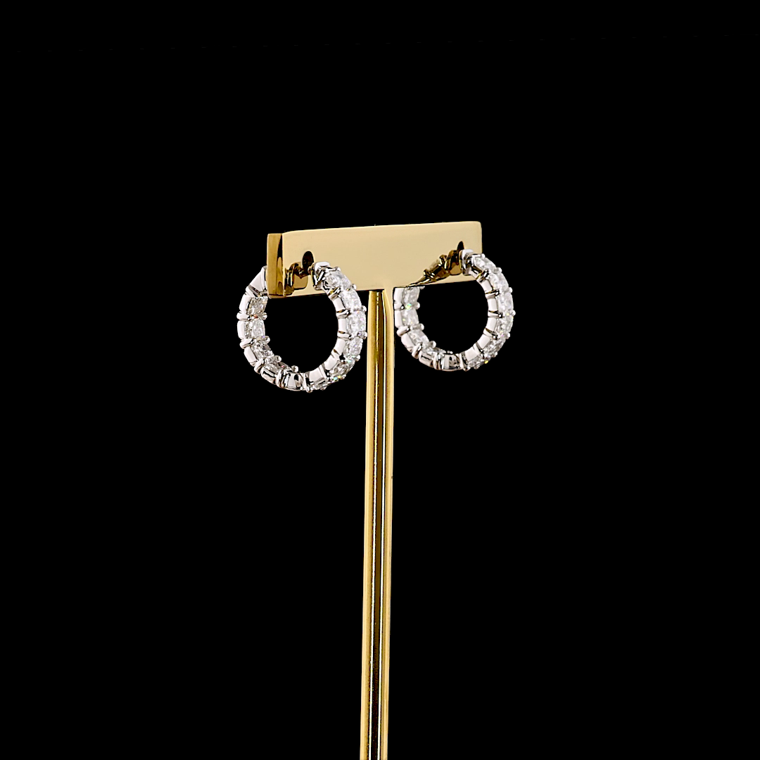 2.05 CTTW Radiant Lab Grown Diamond Huggies Earring 12.8mm (E Color and VS1 Clarity)