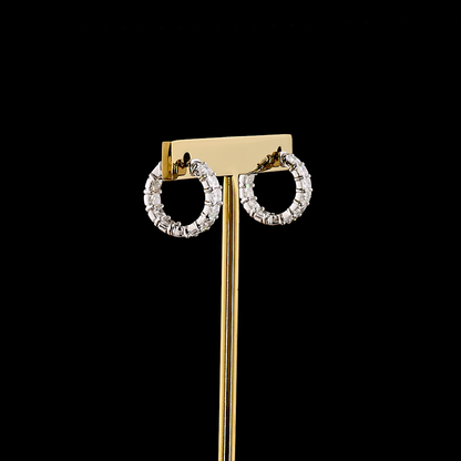 2.05 CTTW Radiant Lab Grown Diamond Huggies Earring 12.8mm (E Color and VS1 Clarity)