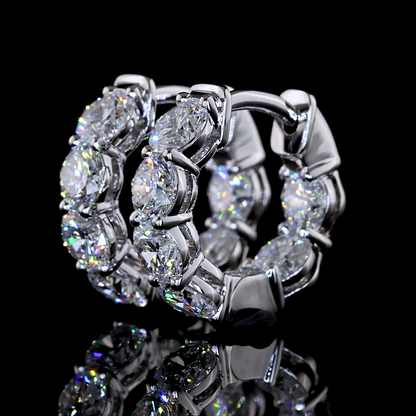 1.97 CTTW Round Lab Grown Diamond Huggies Earring 13.52mm (E Color and VS1 Clarity)