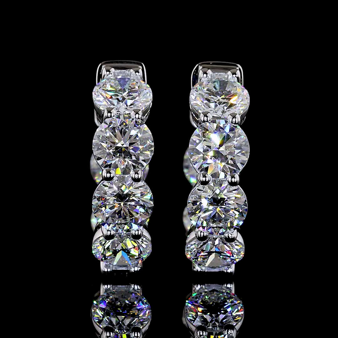 3.82 CTTW Round Lab Grown Diamond Huggies Earring 16.15mm (E Color and VS1 Clarity)