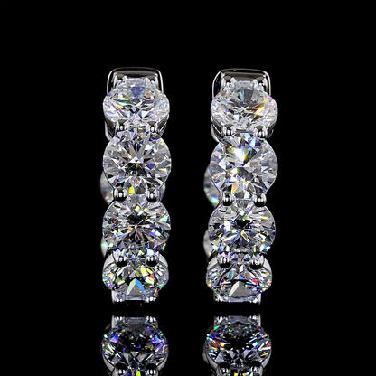 3.82 CTTW Round Lab Grown Diamond Huggies Earring 16.15mm (E Color and VS1 Clarity)