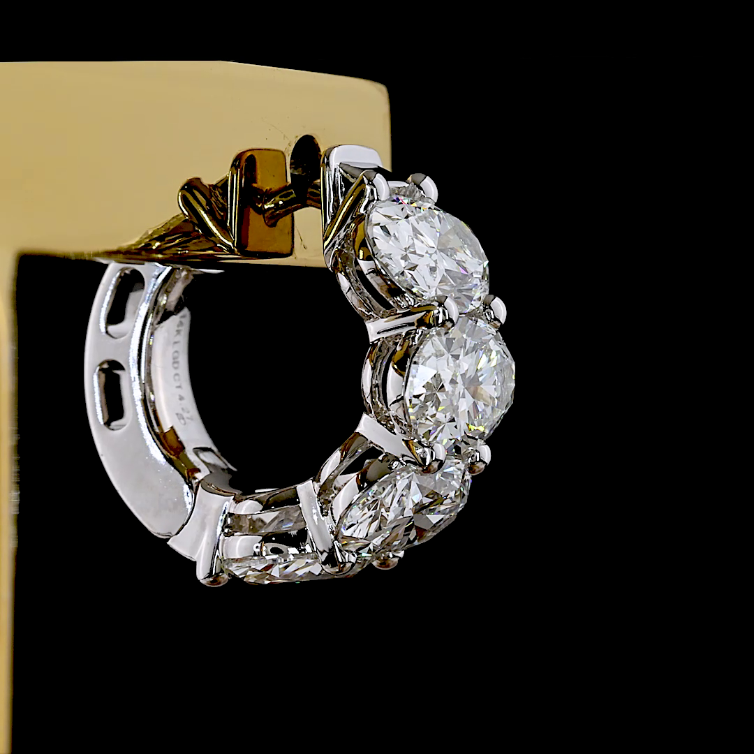4.28 CTTW Oval Lab Grown Diamond Huggies Earring 14.82mm (E Color and VS1 Clarity)