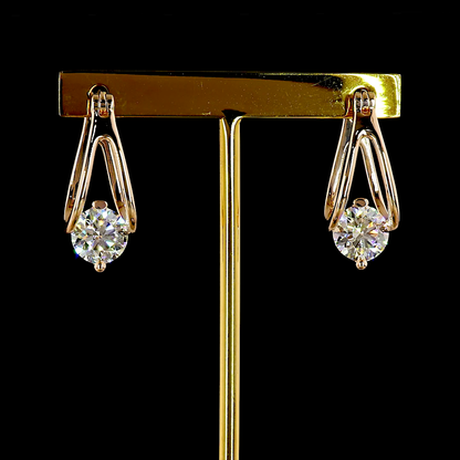 4.02 CTTW Round Lab Grown Diamond Hanging Earring Size 26.4 (D Color and VVS2 Clarity)