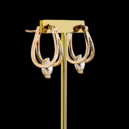 4.02 CTTW Round Lab Grown Diamond Hanging Earring Size 26.4 (D Color and VVS2 Clarity)