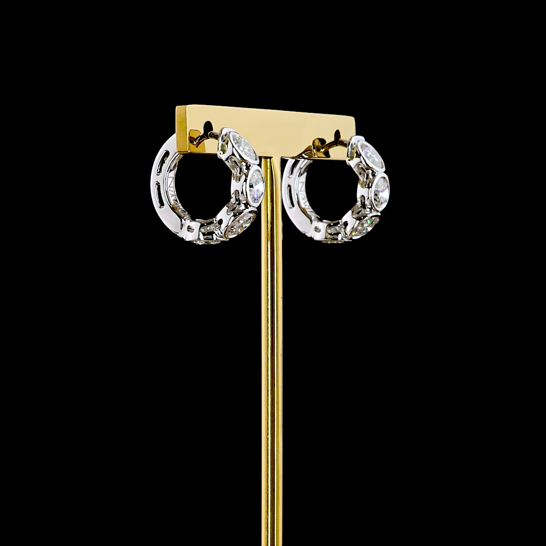 3.36 CTTW Round Lab Grown Diamond Huggies Earring 16.23mm (E Color and VS1 Clarity)