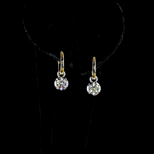 1.00 CTTW Round Lab Grown Diamond Hanging Earring Size 11.54 (E Color and VS1 Clarity)
