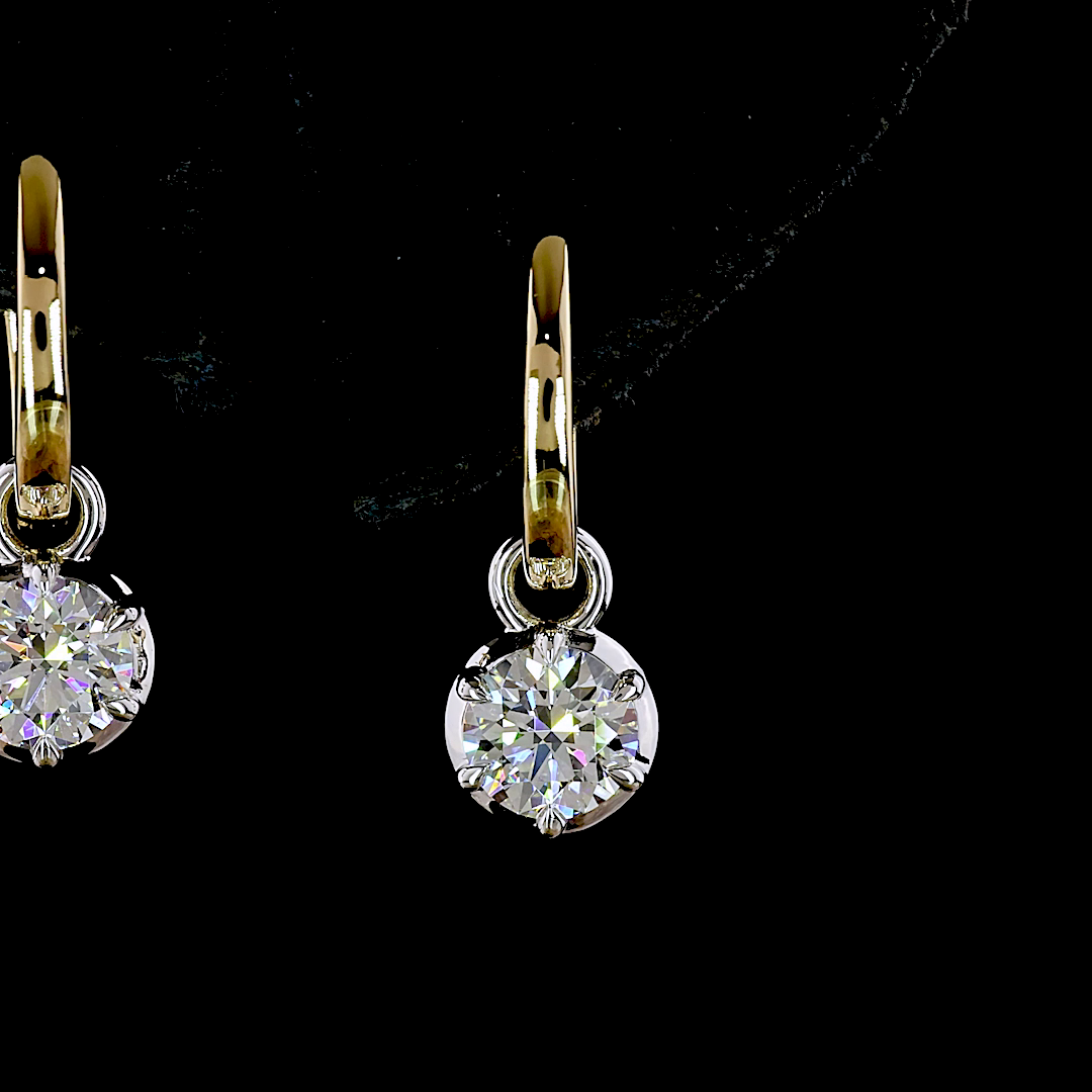 1.00 CTTW Round Lab Grown Diamond Hanging Earring Size 11.54 (E Color and VS1 Clarity)