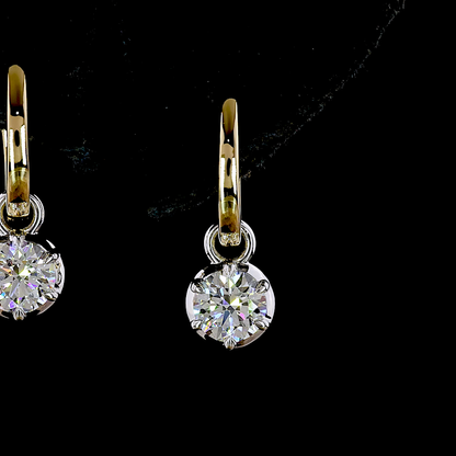 1.00 CTTW Round Lab Grown Diamond Hanging Earring Size 11.54 (E Color and VS1 Clarity)