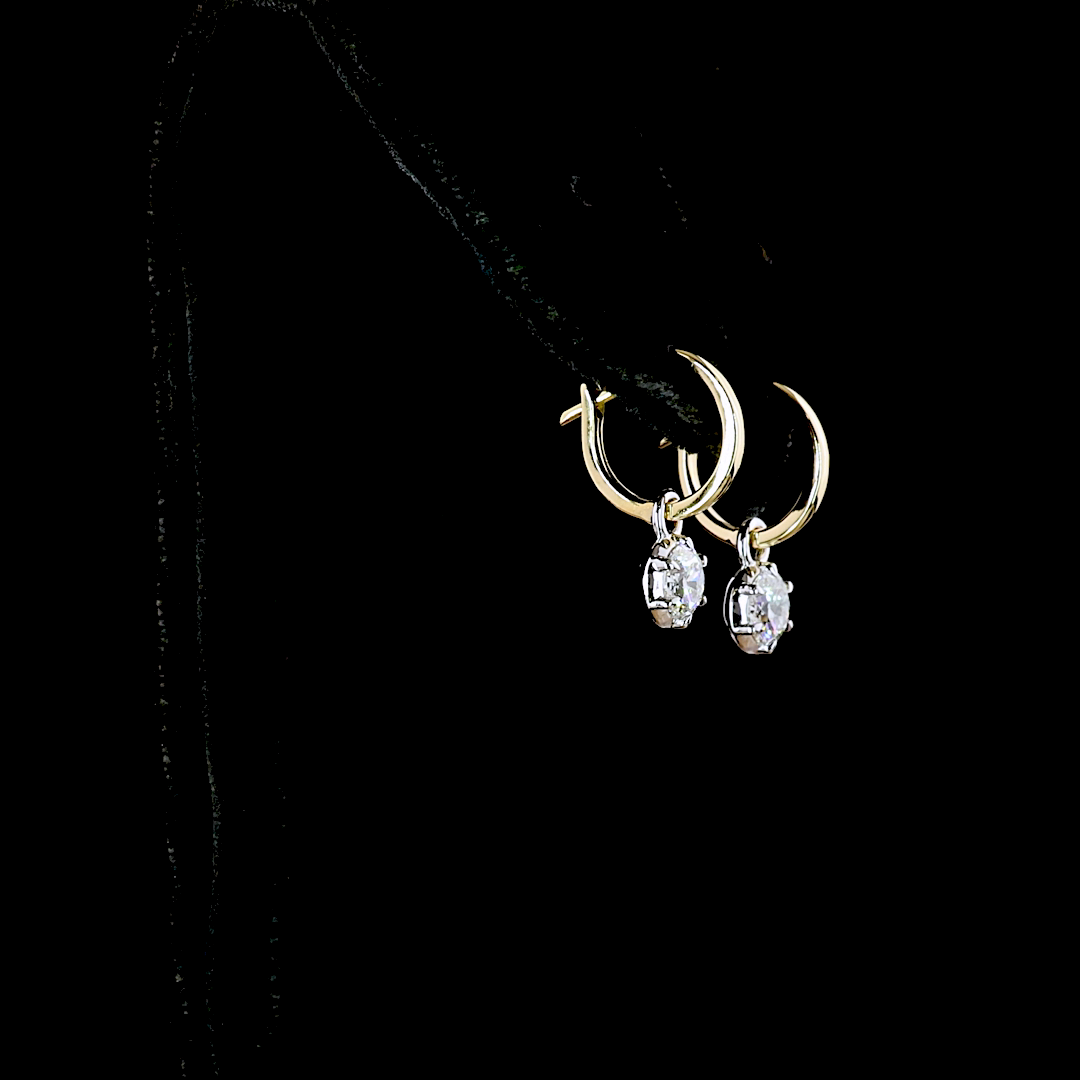 1.00 CTTW Round Lab Grown Diamond Hanging Earring Size 11.54 (E Color and VS1 Clarity)