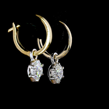 1.00 CTTW Round Lab Grown Diamond Hanging Earring Size 11.54 (E Color and VS1 Clarity)