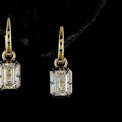2.05 CTTW Emerald Lab Grown Diamond Hanging Earring Size 20.5 (E Color and VS1 Clarity)