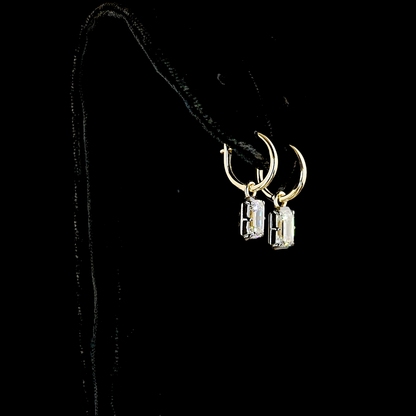 2.05 CTTW Emerald Lab Grown Diamond Hanging Earring Size 20.5 (E Color and VS1 Clarity)