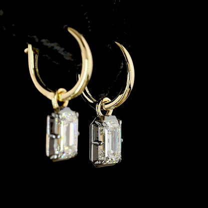 2.05 CTTW Emerald Lab Grown Diamond Hanging Earring Size 20.5 (E Color and VS1 Clarity)