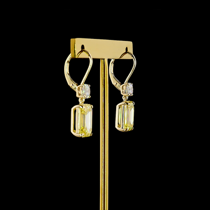 9.17 CTTW Emerald Lab Grown Diamond Hanging Earring Size 29.3 (FI.YL Color and VS1 Clarity)