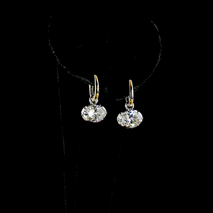 3.03 CTTW Oval Lab Grown Diamond Hanging Earring Size 20 (E/F Color and VS1 Clarity)