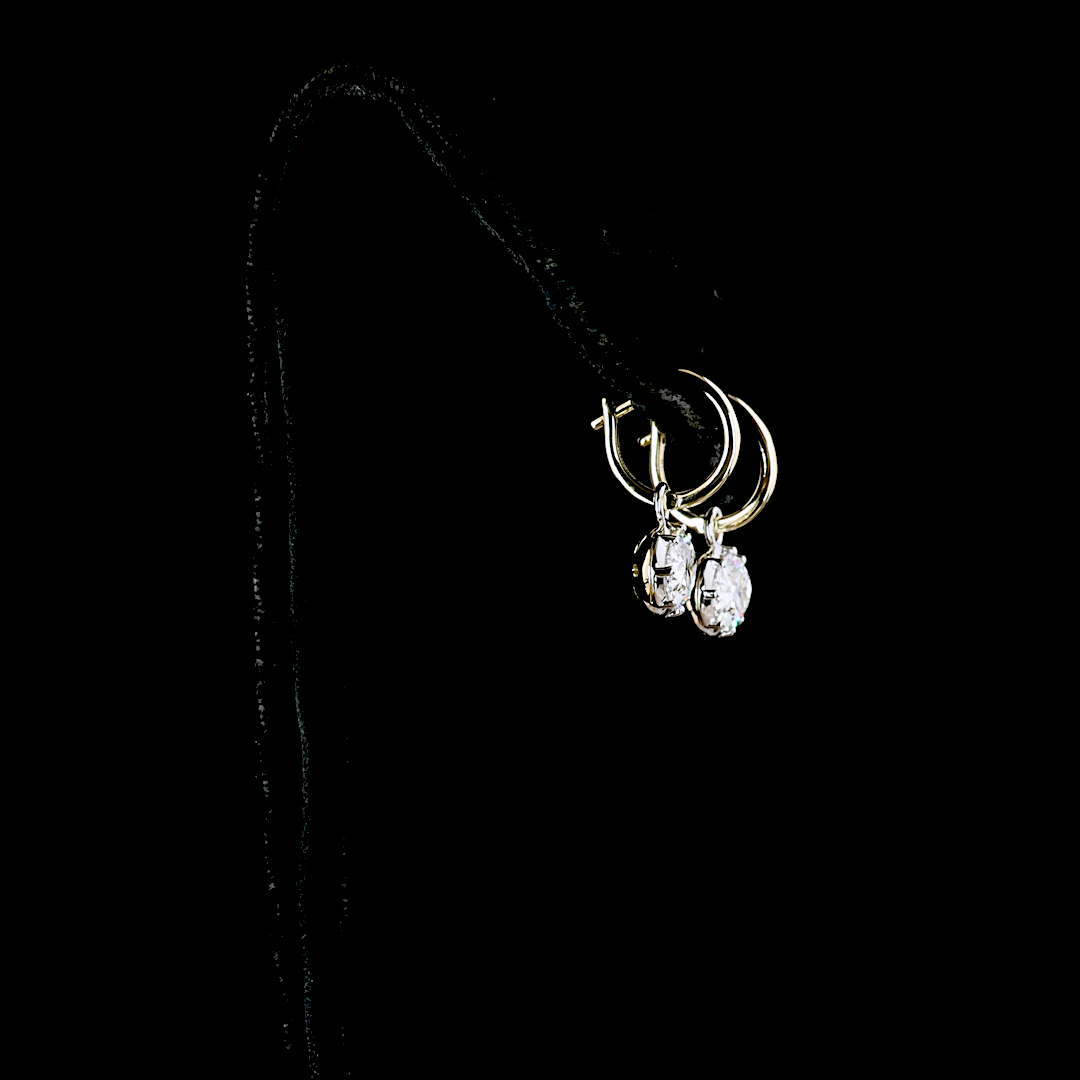 3.03 CTTW Oval Lab Grown Diamond Hanging Earring Size 20 (E/F Color and VS1 Clarity)